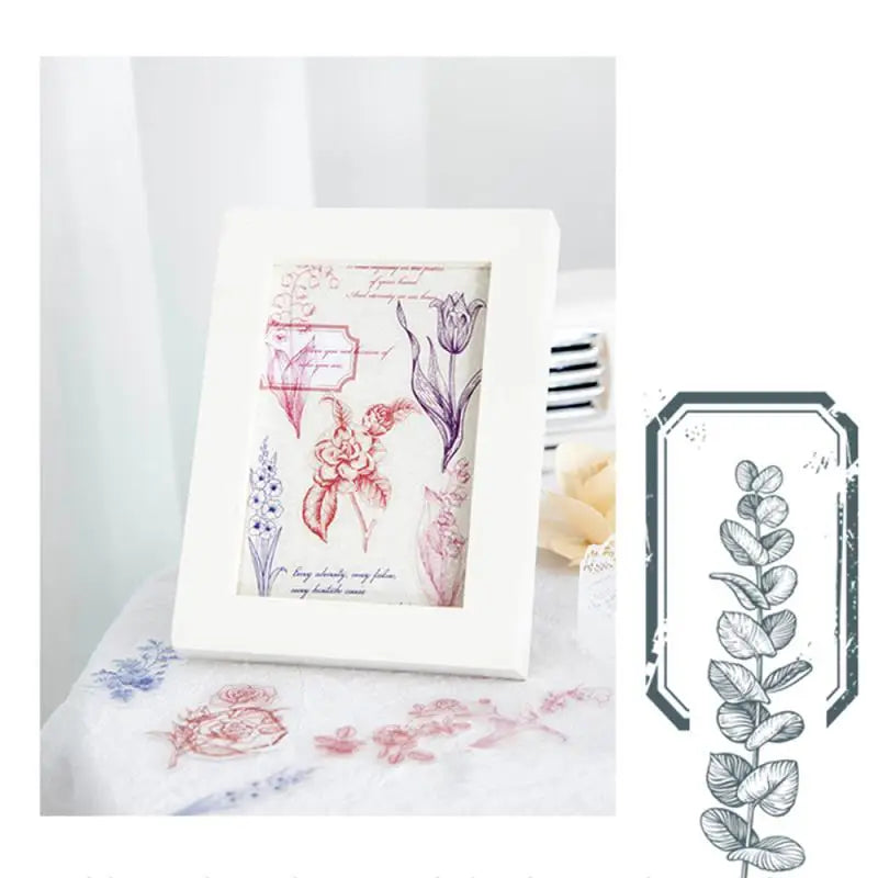 1sets Retro Plant English PET Deco Stickers Plant Flower Leaf Transparent Bullet Journaling Accessories Aesthetic Stickers