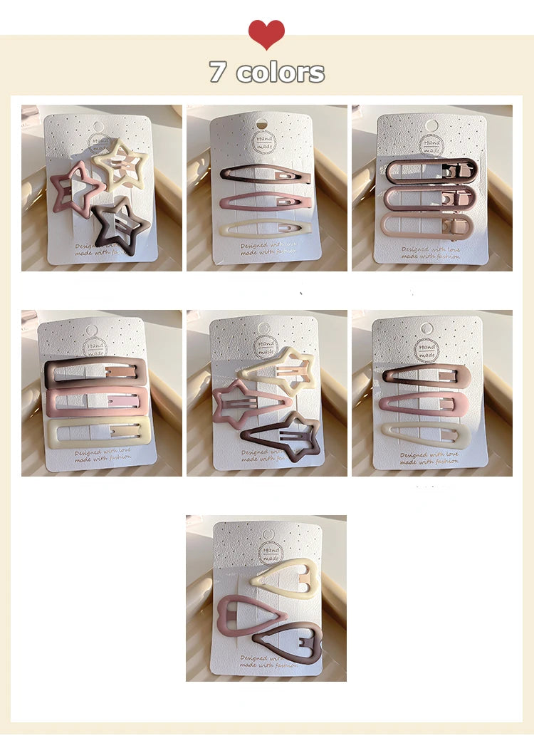 3/6 Pcs/Set Women Girls Fashion Coffee Color Geometric Stars Ornament Hair Clips Adult Sweet Hairpins Female Hair Accessories