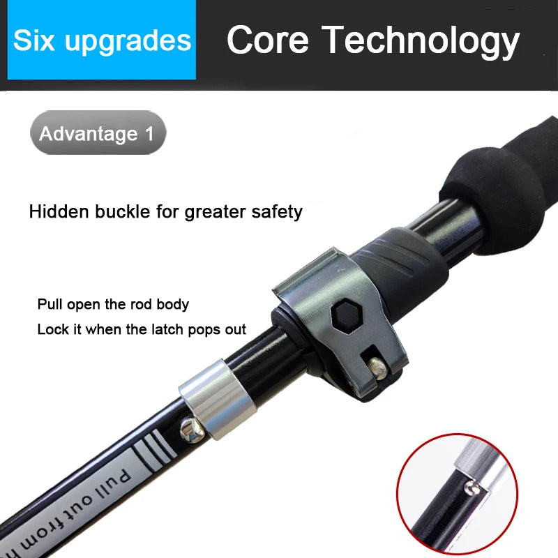 LIGHTEN UP 2Pcs Carbon Fiber/Aluminum Alloy Trekking Poles Collapsible Telescopic Sticks Lightweight Walking Hiking Stick Climb
