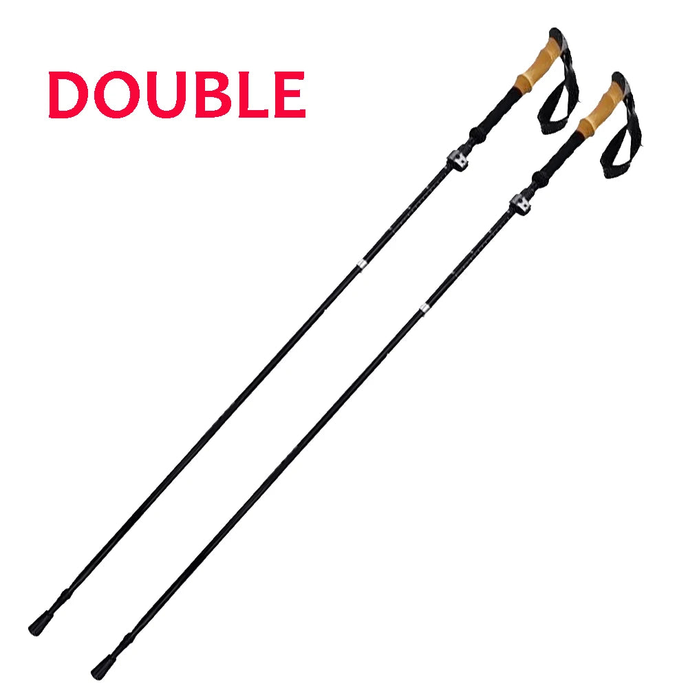 LIGHTEN UP 2Pcs Carbon Fiber/Aluminum Alloy Trekking Poles Collapsible Telescopic Sticks Lightweight Walking Hiking Stick Climb
