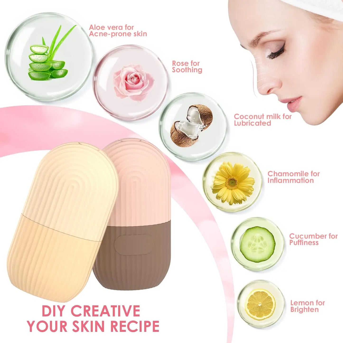 Ice Cube Roller Massager for Face Eyes Naturally Conditioning and Skin Care De-Puff Eye Bags Reusable Massage Silicone Ice Mold