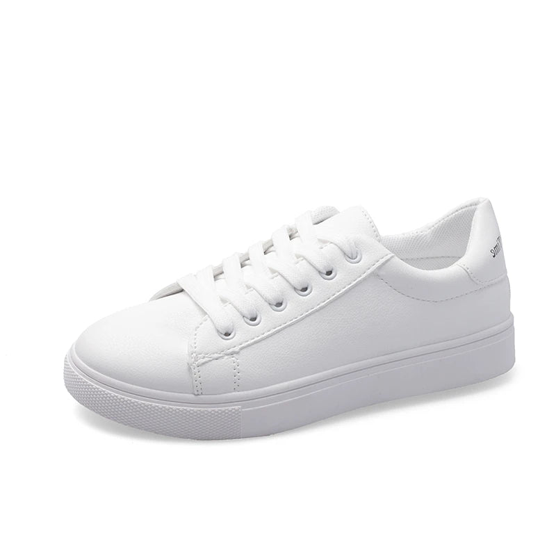Women Sneakers Fashion Breathble Vulcanized Shoes Pu Leather Platform Shoes White Lace Up Casual Shoes Zapatos Mujer