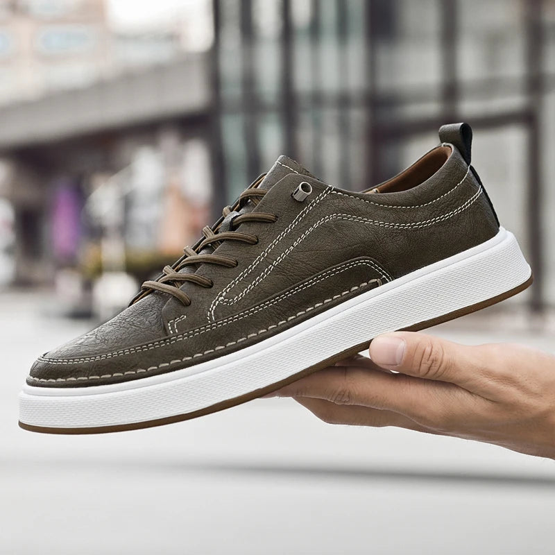 Italian Brand Men's Genuine Leather Shoes Comfortable Soft Sole Insole 6 Centimeters Men's Casual Oxford Shoes Outdoor Sneakers