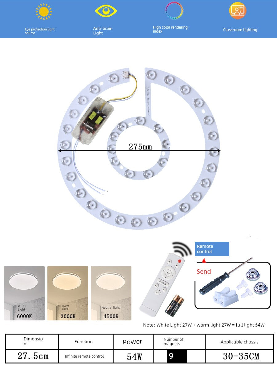 Ceiling Lamp LED Light Wick Replacement Refill Lamp Beads the Lamp Disc Lens Living Room Variable Light with Three Colors Light Bar Ceiling Fan Lights Light Source