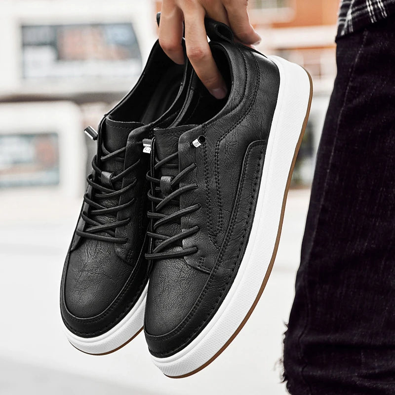 Italian Brand Men's Genuine Leather Shoes Comfortable Soft Sole Insole 6 Centimeters Men's Casual Oxford Shoes Outdoor Sneakers