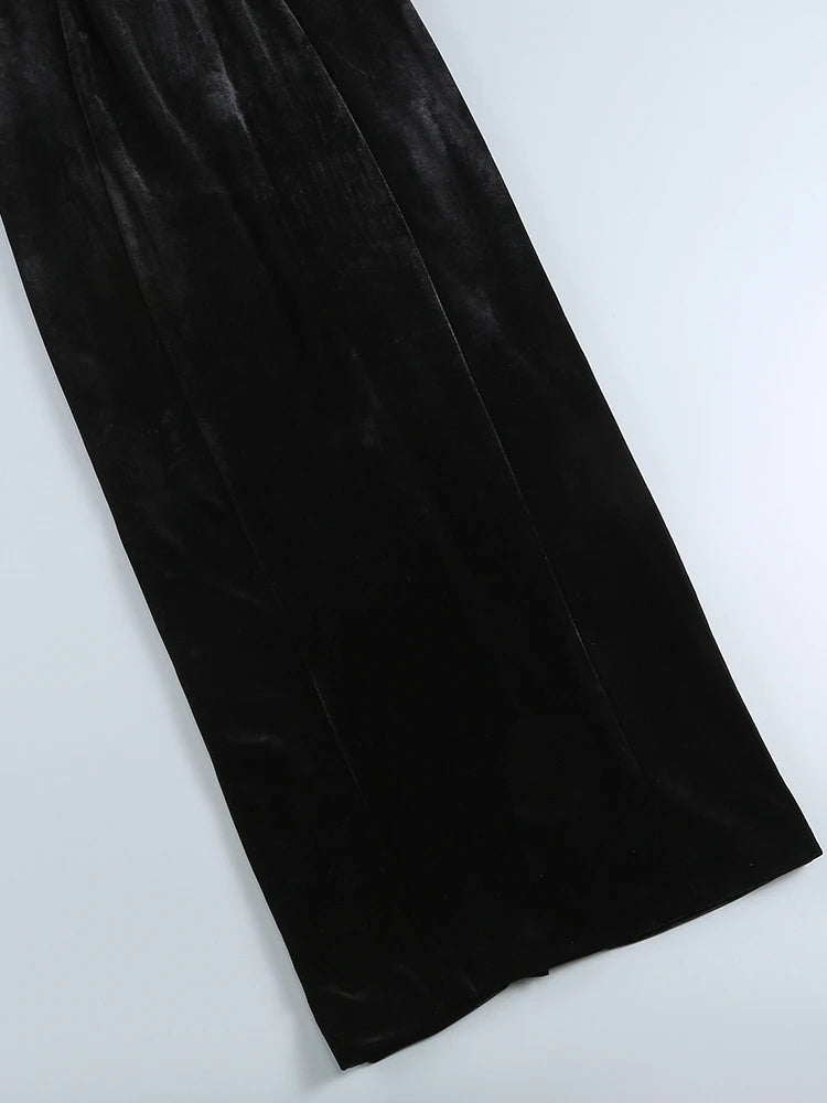 Sexy Strapless V Neck Velvet Maxi Dress Women Burgundy Black Sleeveless Backless Skinny Long Dress Party Evening Runway Dresses