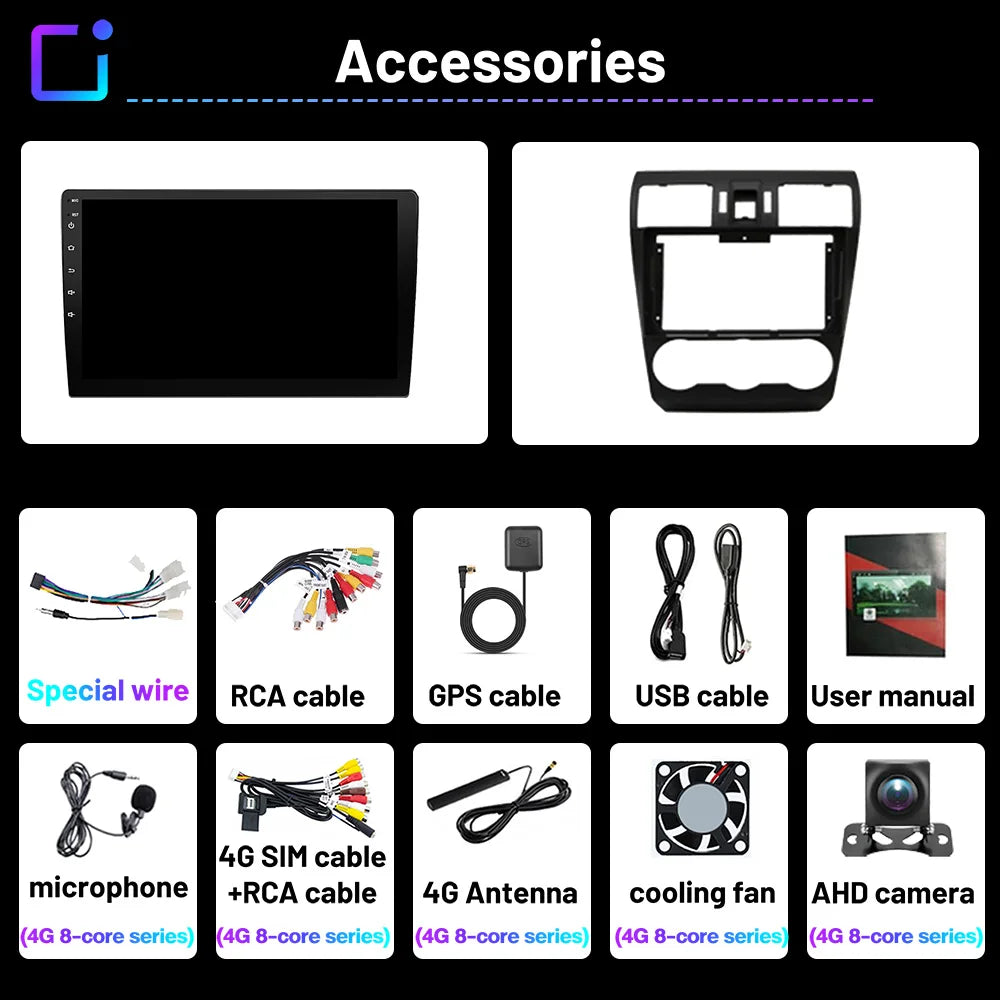 Car Stereo Carplay Android Auto Wireless 8 Core For Subaru Forester 4 SJ XV WRX 2012-2018 Audio DSP FM AM Multimedia Player Auto