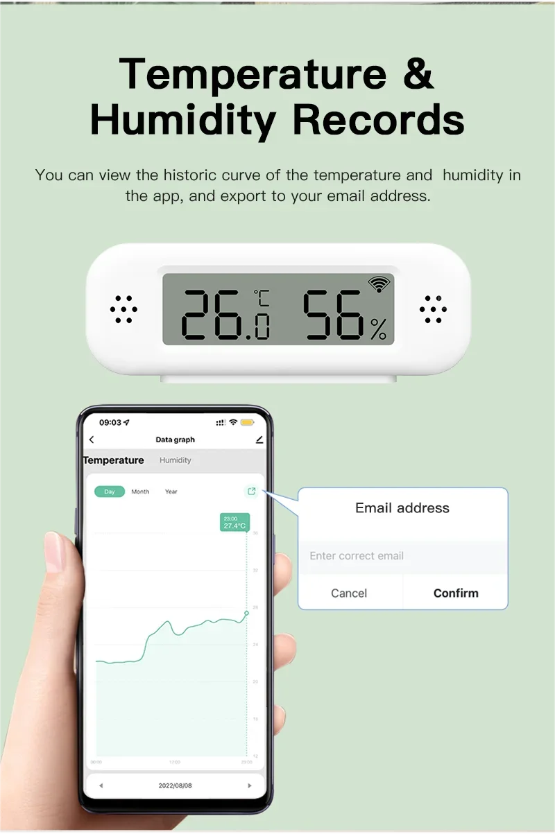 Tuya WiFi Mini Temperature Humidity For Smart Home Thermometer Hygrometer APP Remote Alarm Work with Google Home Yandex Alexa