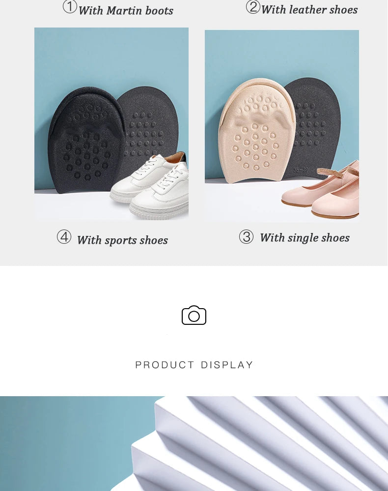 Half Insoles for Shoes Inserts Forefoot Insert Non-slip Sole Cushion Reduce Shoe Size Filler High Heels Pain Relief Shoe Pads