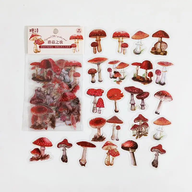 1sets Retro Plant English PET Deco Stickers Plant Flower Leaf Transparent Bullet Journaling Accessories Aesthetic Stickers