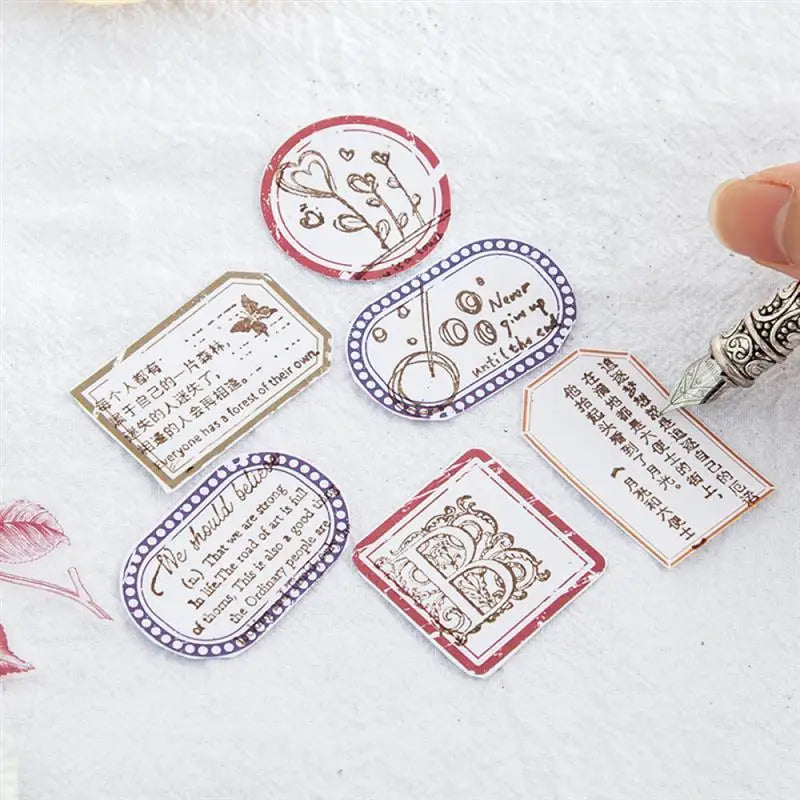 1sets Retro Plant English PET Deco Stickers Plant Flower Leaf Transparent Bullet Journaling Accessories Aesthetic Stickers