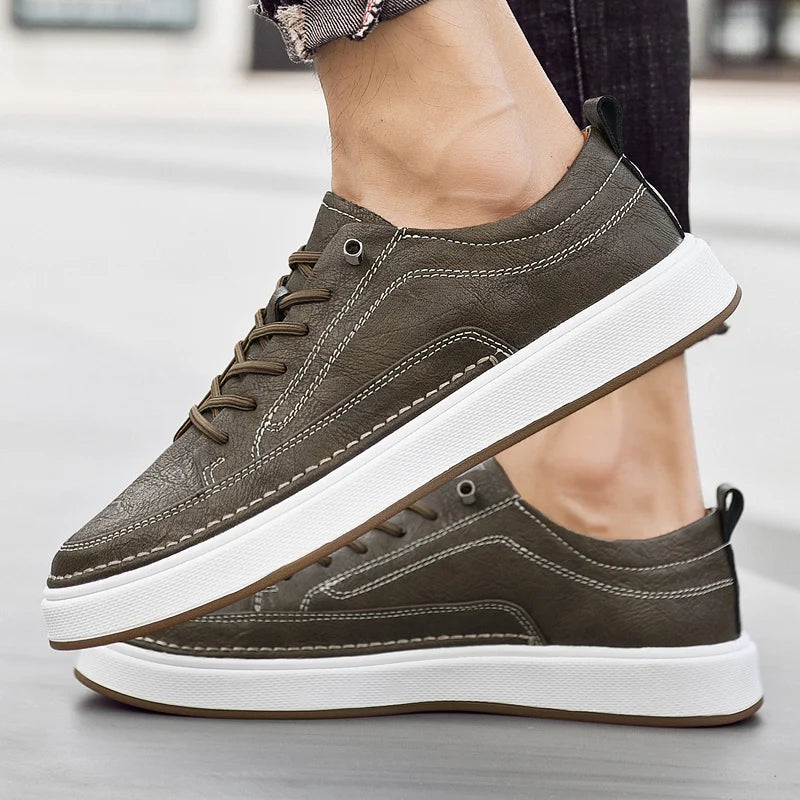 Italian Brand Men's Genuine Leather Shoes Comfortable Soft Sole Insole 6 Centimeters Men's Casual Oxford Shoes Outdoor Sneakers