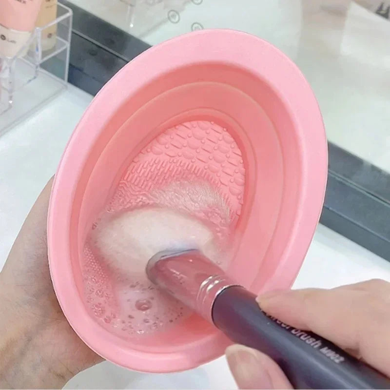 Silicone Makeup Brush Cleaner Bowl Foldable Cleaning Mat Cosmetic Foundation Eyeshadow Powder Brushes Cleaner Tools for Makeup