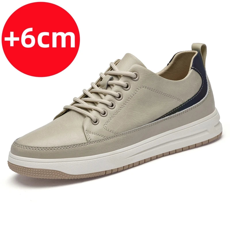 Italian Brand Men's Genuine Leather Shoes Comfortable Soft Sole Insole 6 Centimeters Men's Casual Oxford Shoes Outdoor Sneakers