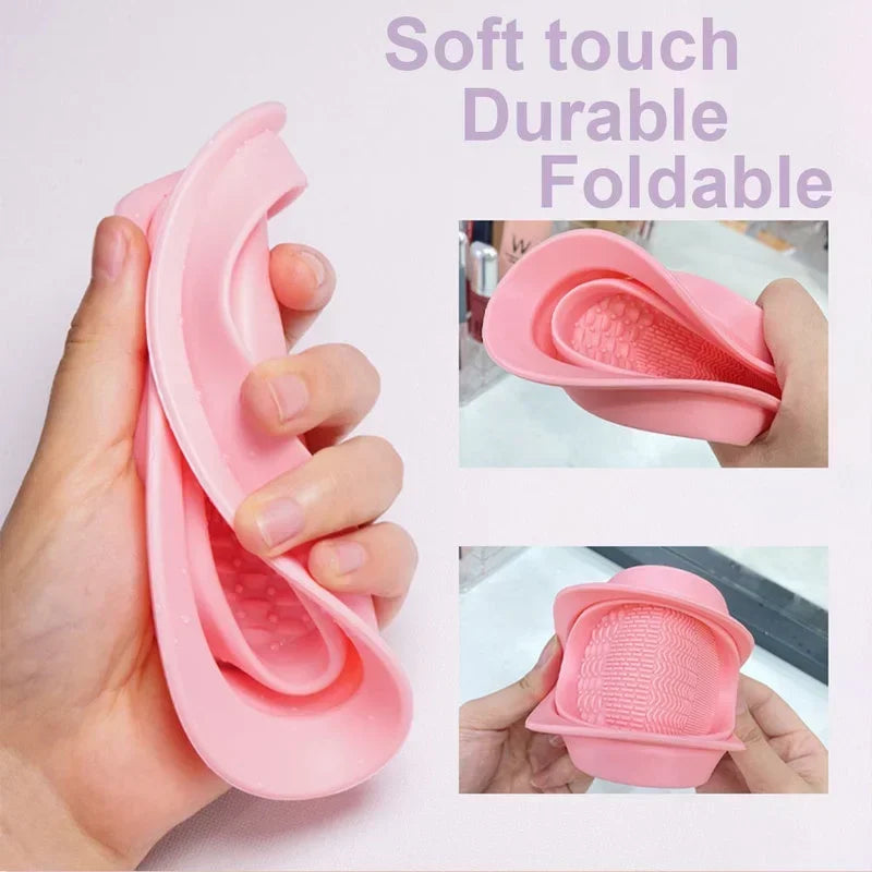 Silicone Makeup Brush Cleaner Bowl Foldable Cleaning Mat Cosmetic Foundation Eyeshadow Powder Brushes Cleaner Tools for Makeup