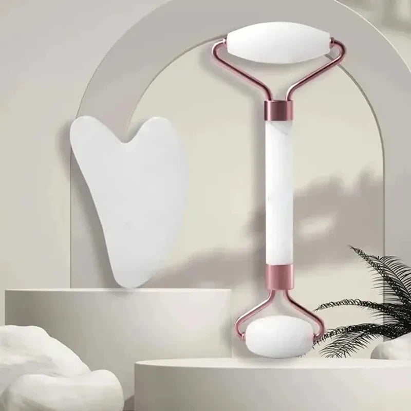 Face And Neck Massager Resin Roller Beauty Scraping Double-ended Massage Stick To Unblock And Relax Non-rose Crystal Jade