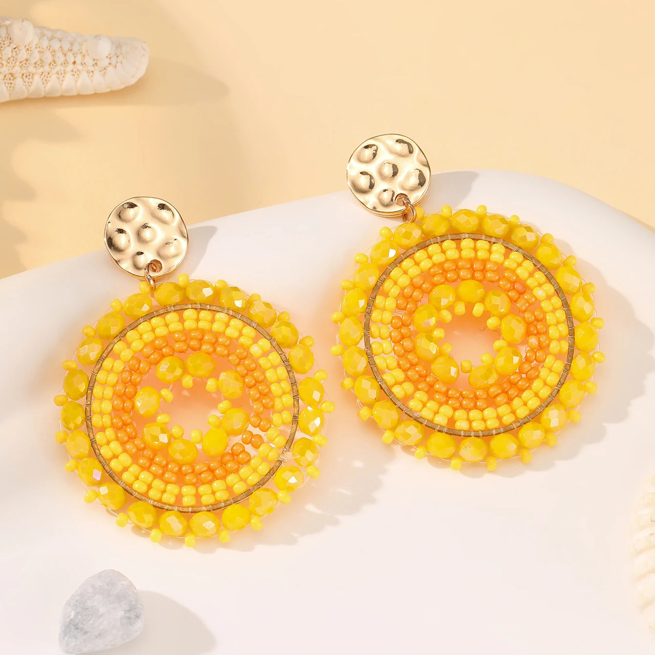 INKDEW Round Bohemia Drop Earrings for Women Big Long Earrings Handmade Crystal Faceted Beads Earrings Jewelry Gift boho EA092