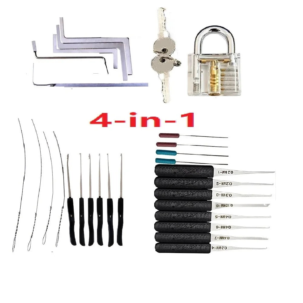 4-in-1 Lock Pick Set Locksmith Tool Lock Pin Broken Key Extractor Key Remove Hooks Lock Professional DIY Hand Tools