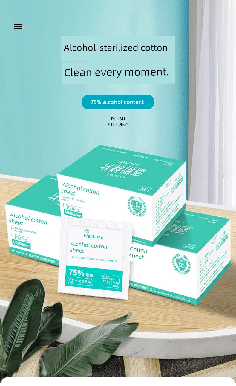 75% Concentration Disposable Alcohol Pad Large Portable Ear Studs Mobile Phone Disinfection Cotton Sheets Wipes Tableware Bowl Chopsticks Sterilization