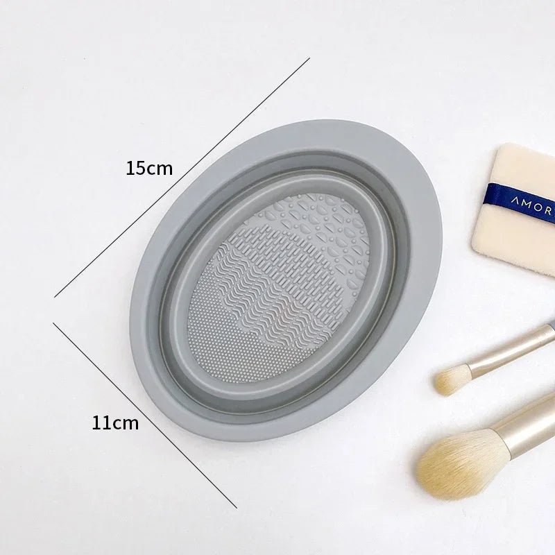 Silicone Makeup Brush Cleaner Bowl Foldable Cleaning Mat Cosmetic Foundation Eyeshadow Powder Brushes Cleaner Tools for Makeup