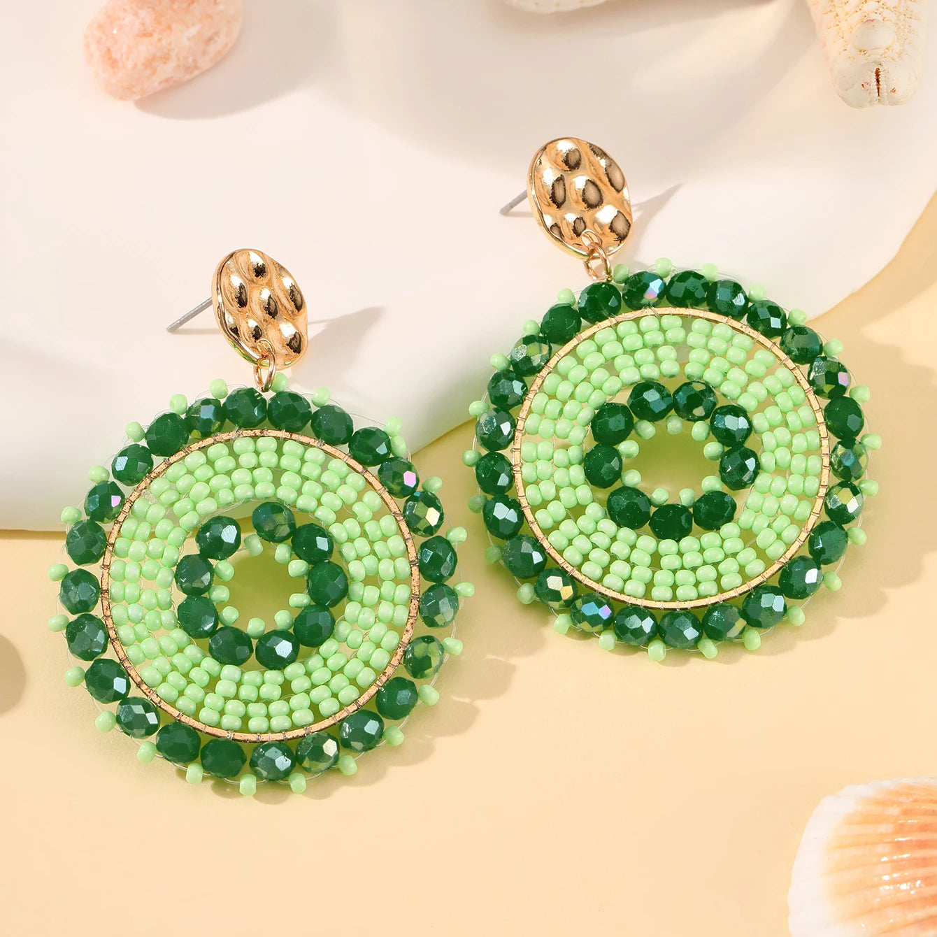 INKDEW Round Bohemia Drop Earrings for Women Big Long Earrings Handmade Crystal Faceted Beads Earrings Jewelry Gift boho EA092