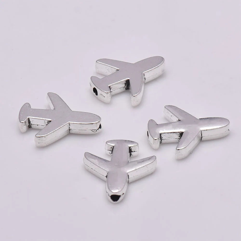 20pcs Beads Airplane Vintage Silver Spacer Beads Alloy Beads Fit For Bracelet Necklace DIY Jewelry Making Findings