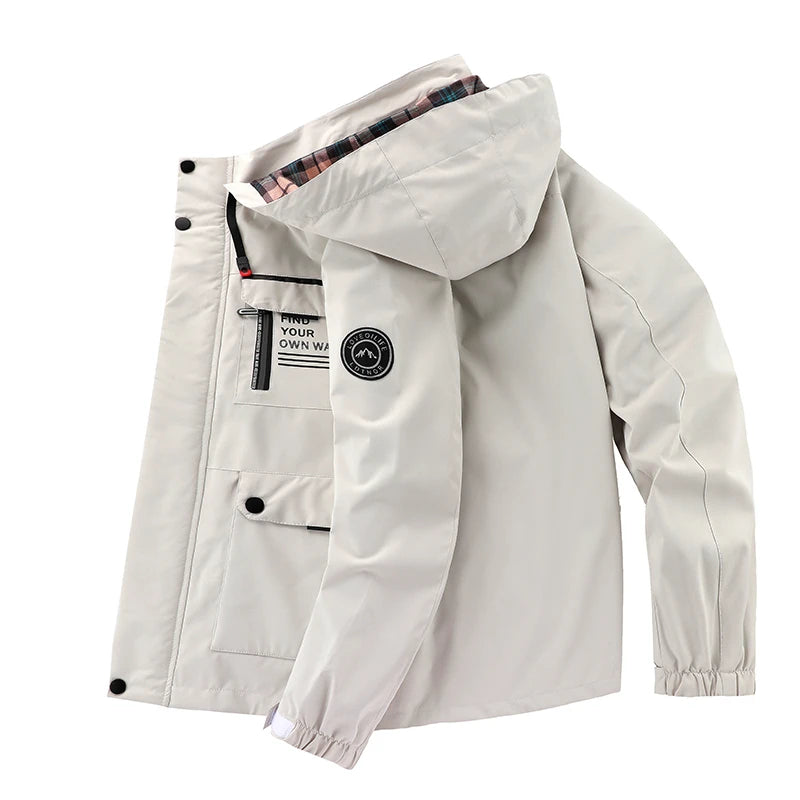 Men Outdoor Jacket Spring Autumn New Windbreaker Hooded Coat Men Brand Outwear Clothing Fashion Waterproof Casual Jacket Men