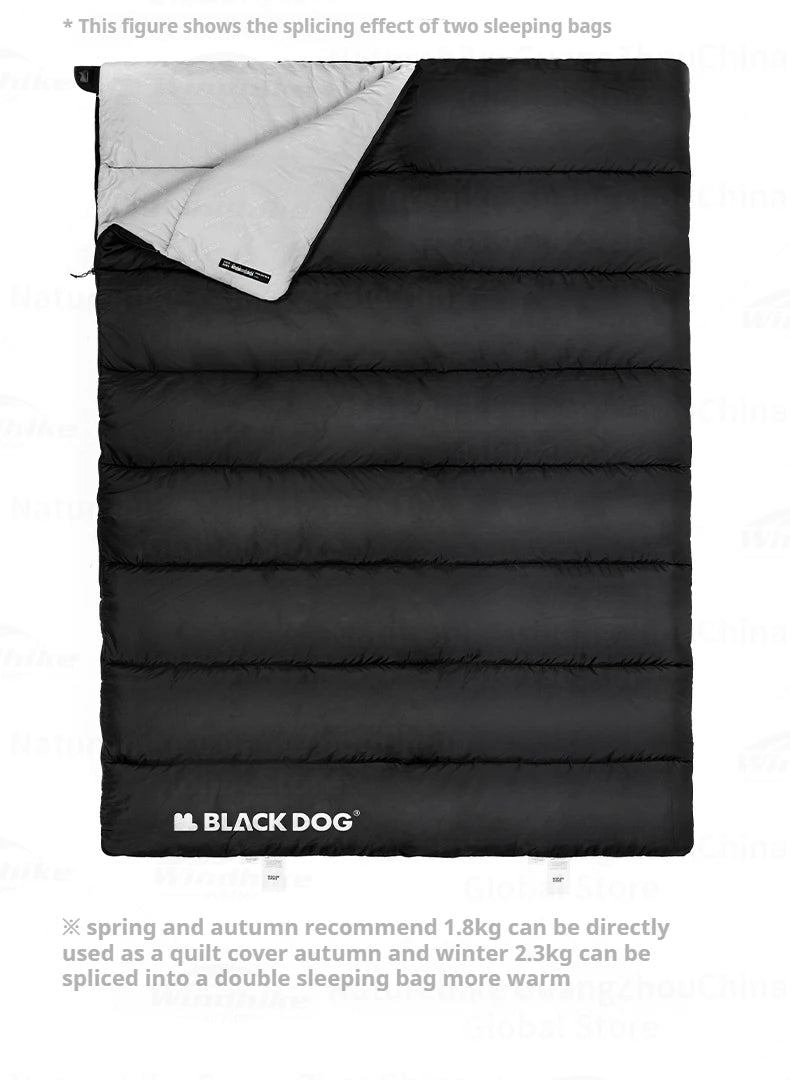 Naturehike BLACKDOG Envelope Sleeping Bag Double Spring Autumn Quilt 210T Camping Ultralight Outdoor Travel Adult Sleeping Bag