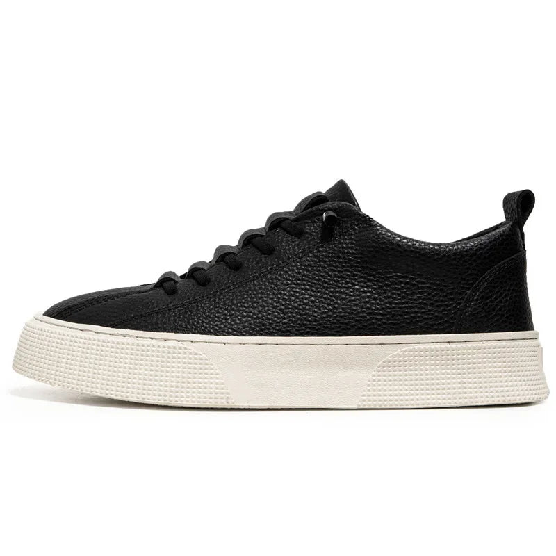 Men Classic White Leather Sneakers Casual Soft Leather Shoes Lace-up Shoes Mens Fashion Outdoor Walking Shoes Male Trainers