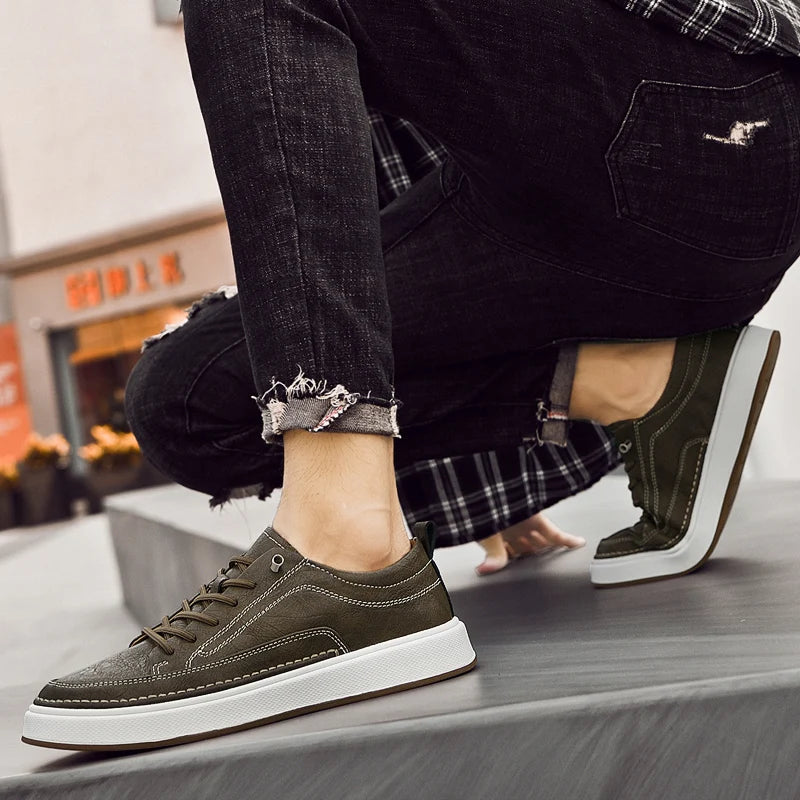 Italian Brand Men's Genuine Leather Shoes Comfortable Soft Sole Insole 6 Centimeters Men's Casual Oxford Shoes Outdoor Sneakers