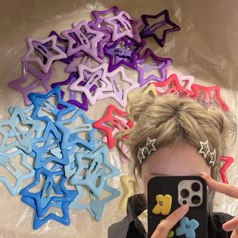 Y2K Star Hairpins Girls Versatile Coloful Sweet Cool Hairclip Women Cute Bright BB Clips Multicolored Headwear Hair Accessories