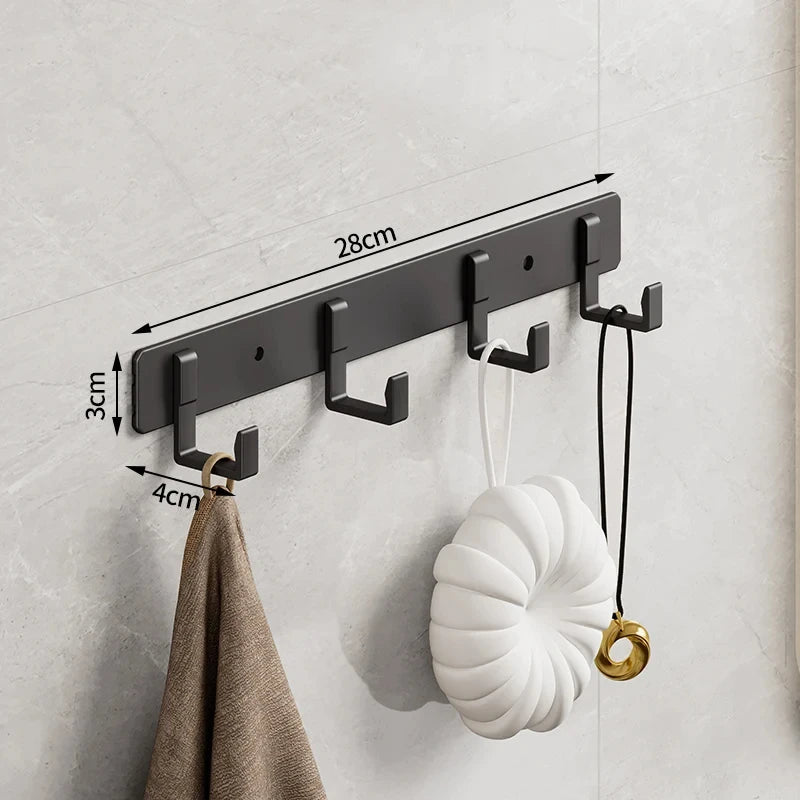 Space Aluminum Black Hook Bathroom Towel Hook Living Room Door Back Clothes Hook Simple Black Storage Hook To Save Space