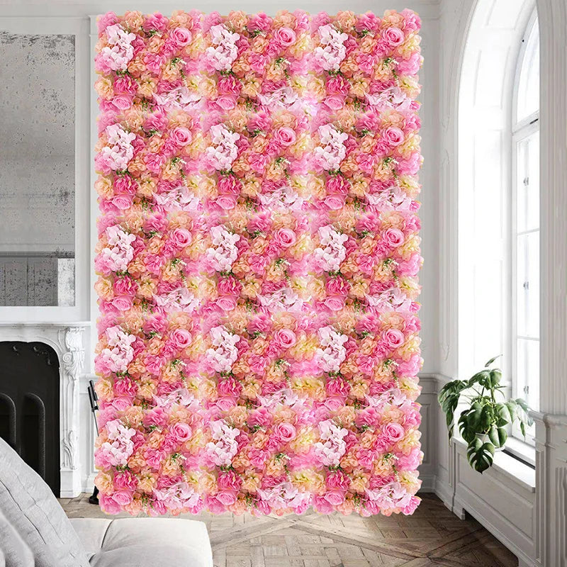 Artificial Rose Flower Wall Panels with Hydrangea Peony for Baby Shower Background Home Party Activities Or Wedding Decoration