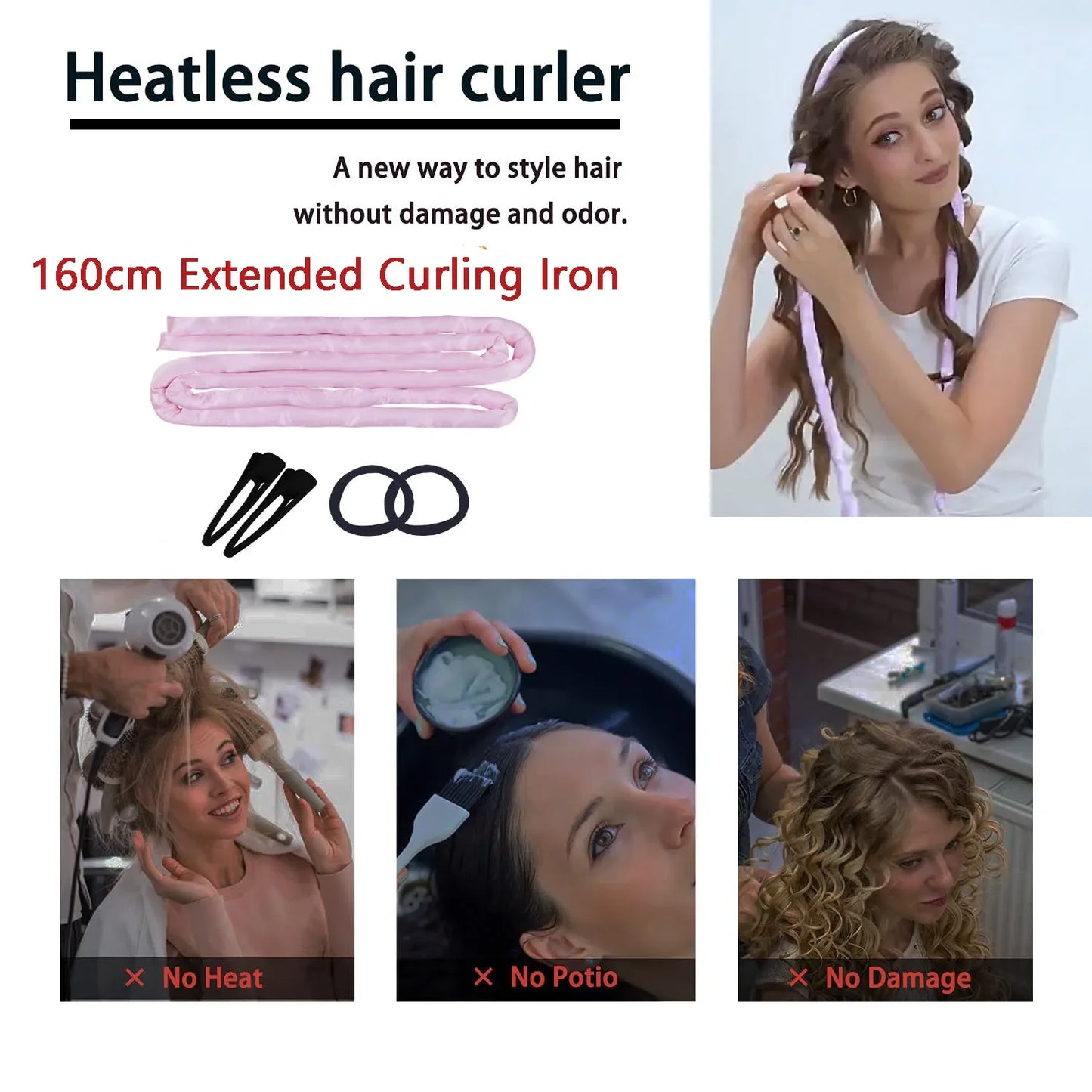 Heatless Hair Curler Curly Hair No Heat Curly Hair Products Satin Silk Headband Overnight Hair Styling Tools boucleur cheveux