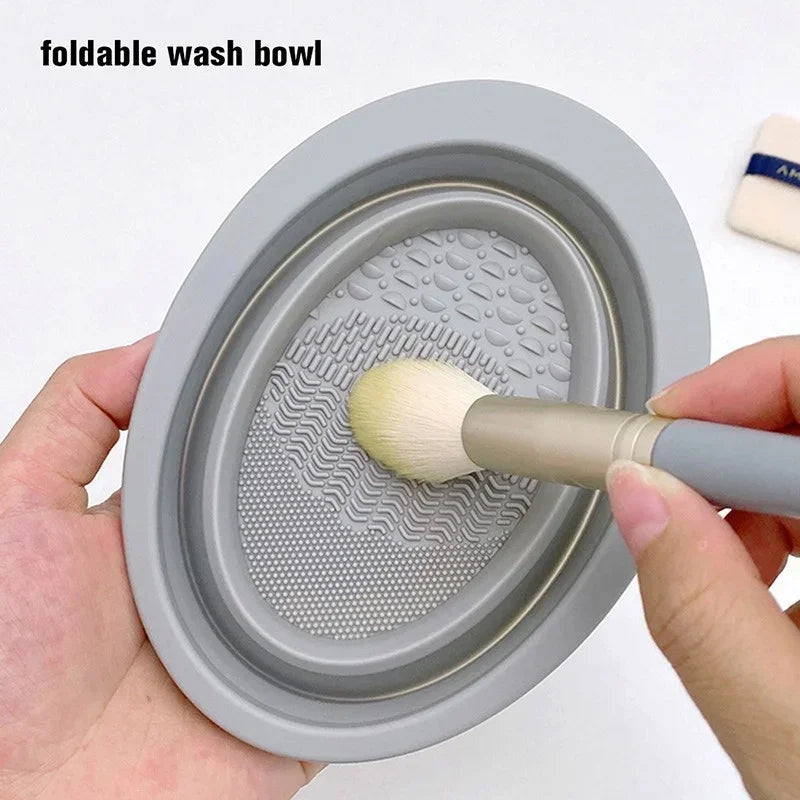 Silicone Makeup Brush Cleaner Bowl Foldable Cleaning Mat Cosmetic Foundation Eyeshadow Powder Brushes Cleaner Tools for Makeup