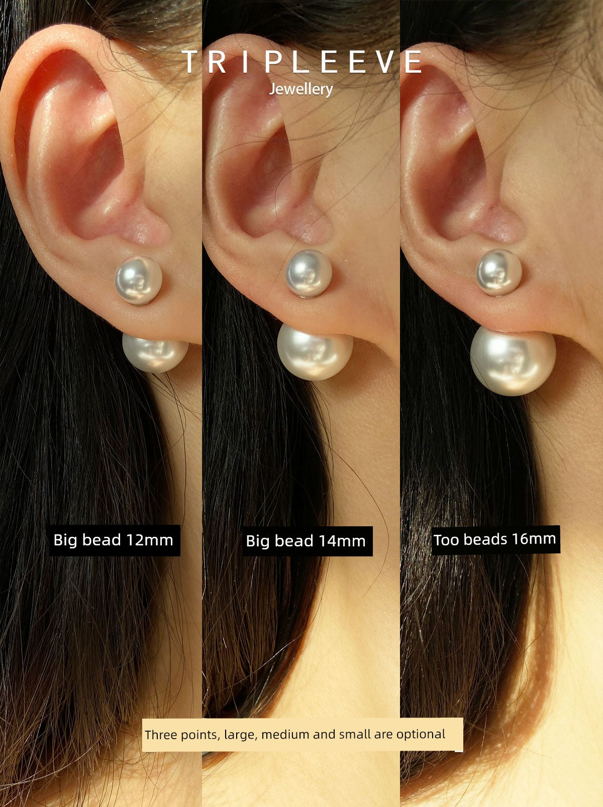 Homemade Cold White Bulb! One Style for Triple-Wear Cold Light Australian White S999 Silver Pearl Earrings Size Beads Front and Rear Wear