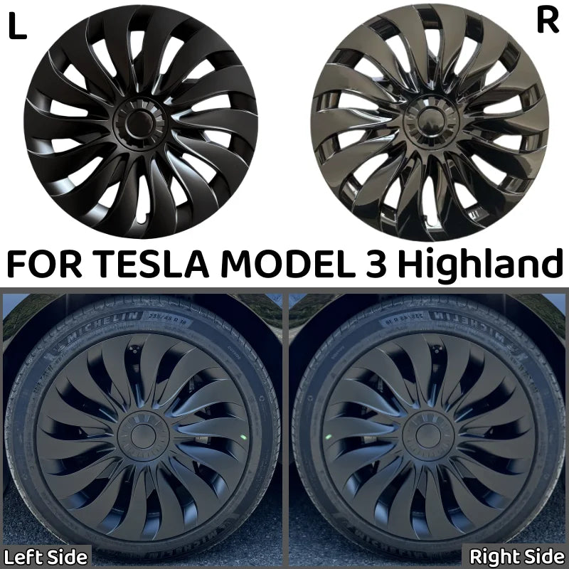4PCS 18-Inch HubCap for New Tesla Model 3 Highland 2025 Performance Replacement Wheel Cap Automobile Full Rim Cover Accessories