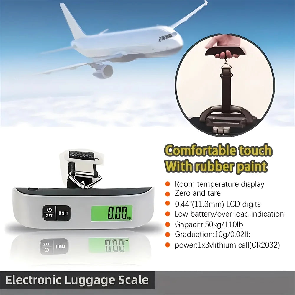 110lb Portable Electronic Hand Luggage Scale LCD Digital Display Balance Scale Suitcase Travel Accessories Baggage Weight Tool