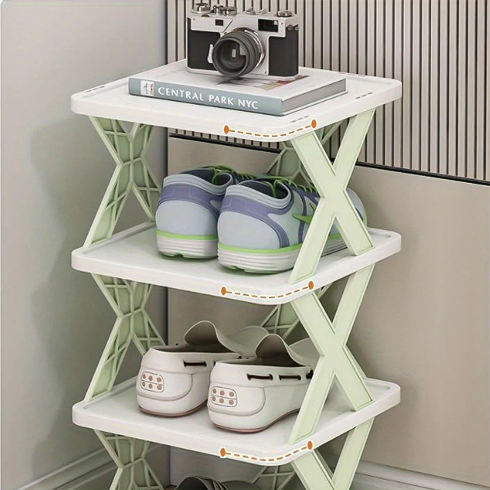 Multi-layer Space-saving Dormitory Doorway Simple Slipper Rack Foldable Plastic Storage Shoe Cabinet No-drilling Dustproof