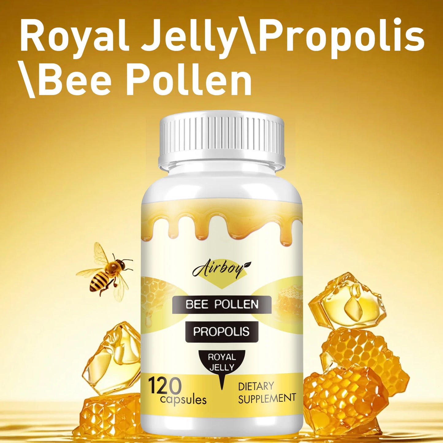 Bee Pollen - Enhance Immunity, Antioxidant, Relieve Joint Inflammation - 120 Capsules
