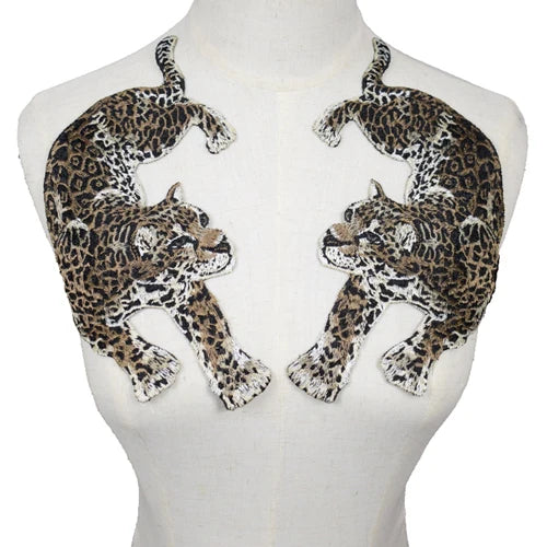 1 Pair Leopard Patches Sew on Clothing Embroidery Biker Patch Diy Applique Clothes t Shirt Women Stickers Scrapbooking