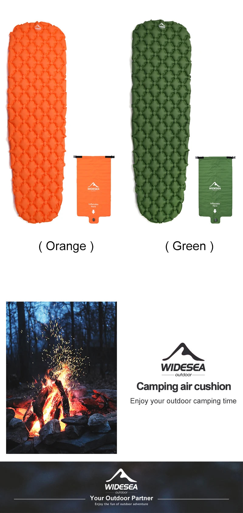 Widesea Camping Inflatable Mattress In Tent Folding Camp Bed  Sleeping Pad Picnic Blanket Travel Air Mat Camping Equipment
