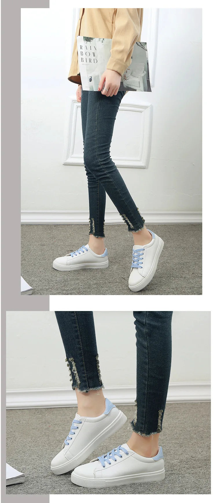 Women Sneakers Fashion Breathble Vulcanized Shoes Pu Leather Platform Shoes White Lace Up Casual Shoes Zapatos Mujer