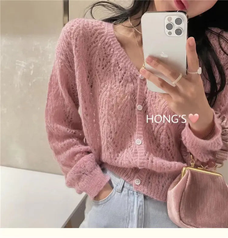 Cardigan Women Hollow Out 5 Colors Cropped Summer Breathable Casual Solid Soft Ulzzang Female All-match Hot Sale Loose Chic Ins
