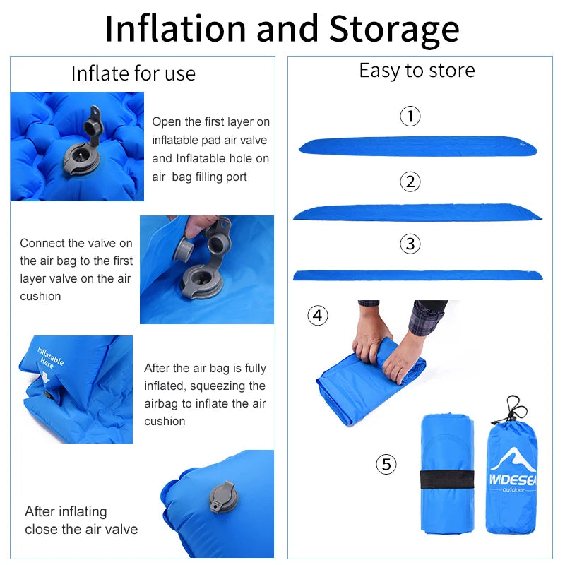 Widesea Camping Inflatable Mattress In Tent Folding Camp Bed  Sleeping Pad Picnic Blanket Travel Air Mat Camping Equipment