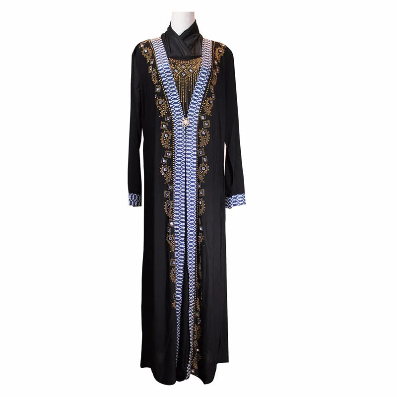 Dubai Arab Islam Abaya Women Muslim Long Dress Sequin Beading Kaftan Robes Elegant Splice Maxi Dresses Islamic Clothing Caftan