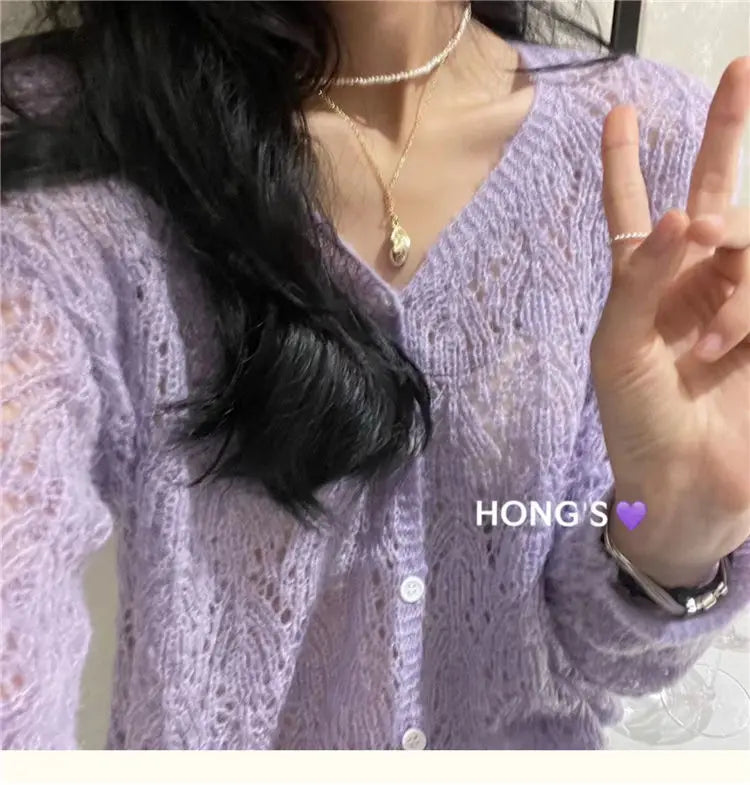 Cardigan Women Hollow Out 5 Colors Cropped Summer Breathable Casual Solid Soft Ulzzang Female All-match Hot Sale Loose Chic Ins