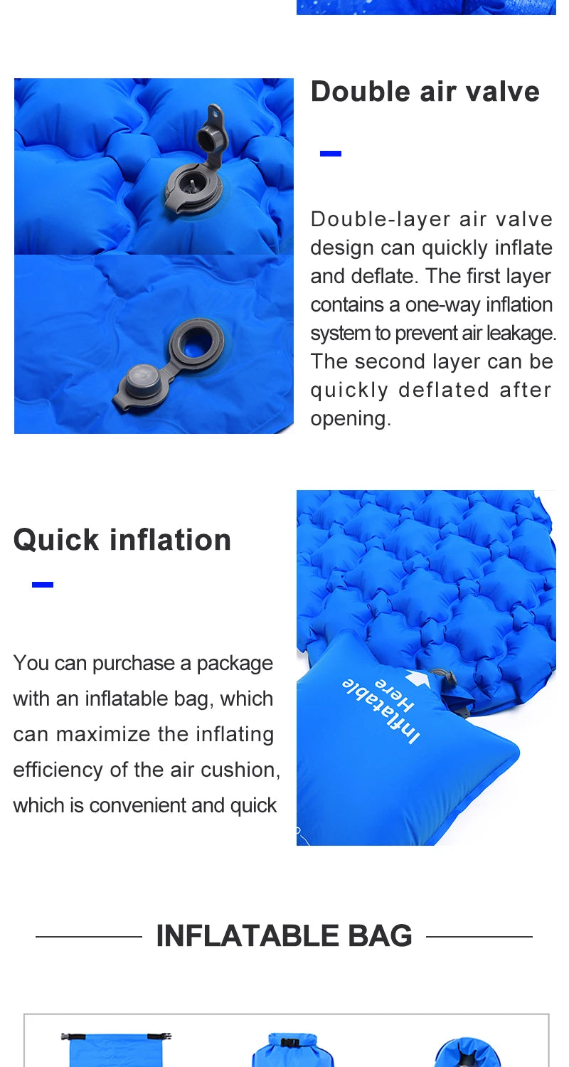 Widesea Camping Inflatable Mattress In Tent Folding Camp Bed  Sleeping Pad Picnic Blanket Travel Air Mat Camping Equipment