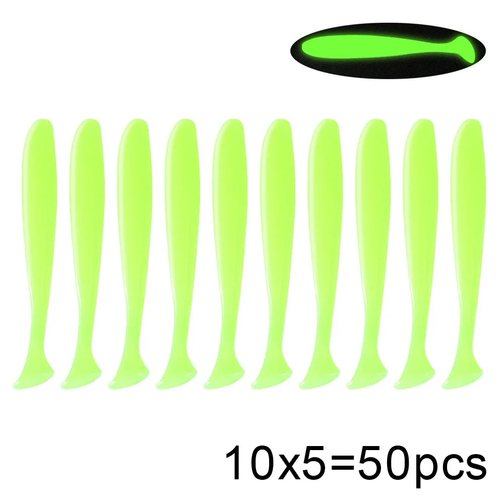 QXO 50 Pcs/Lot 7cm 10cm Soft Lure Shad Wobbler Silicone Bait Sea Worm Swimbait Streamer Silicone Lure Spinnerbait  Accessories