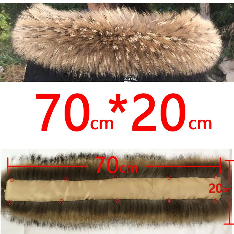 Cllikko 100% Real Fur Collar For Parkas Coats luxury Warm Natural Raccoon Scarf Women Large Fur Collar Scarves Male Jackets coat